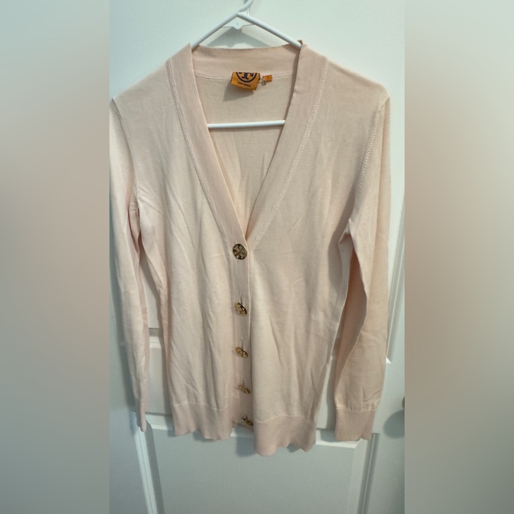 Tory Burch Simone Boyfriend Cardigan. Size Small. Pink.